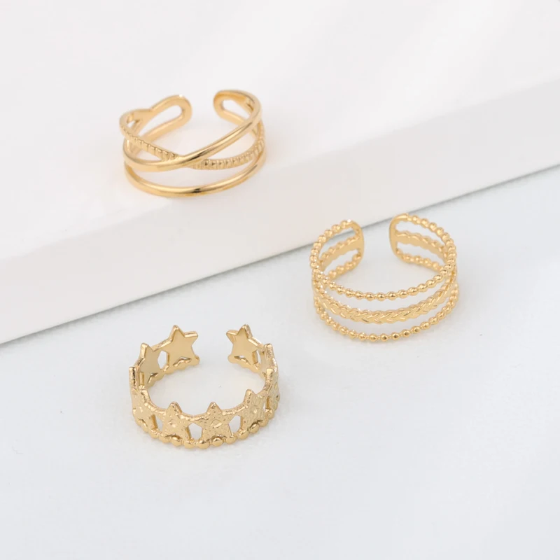 

JR0181 Three gold thread rings fashion adjustable ring opening jewelry