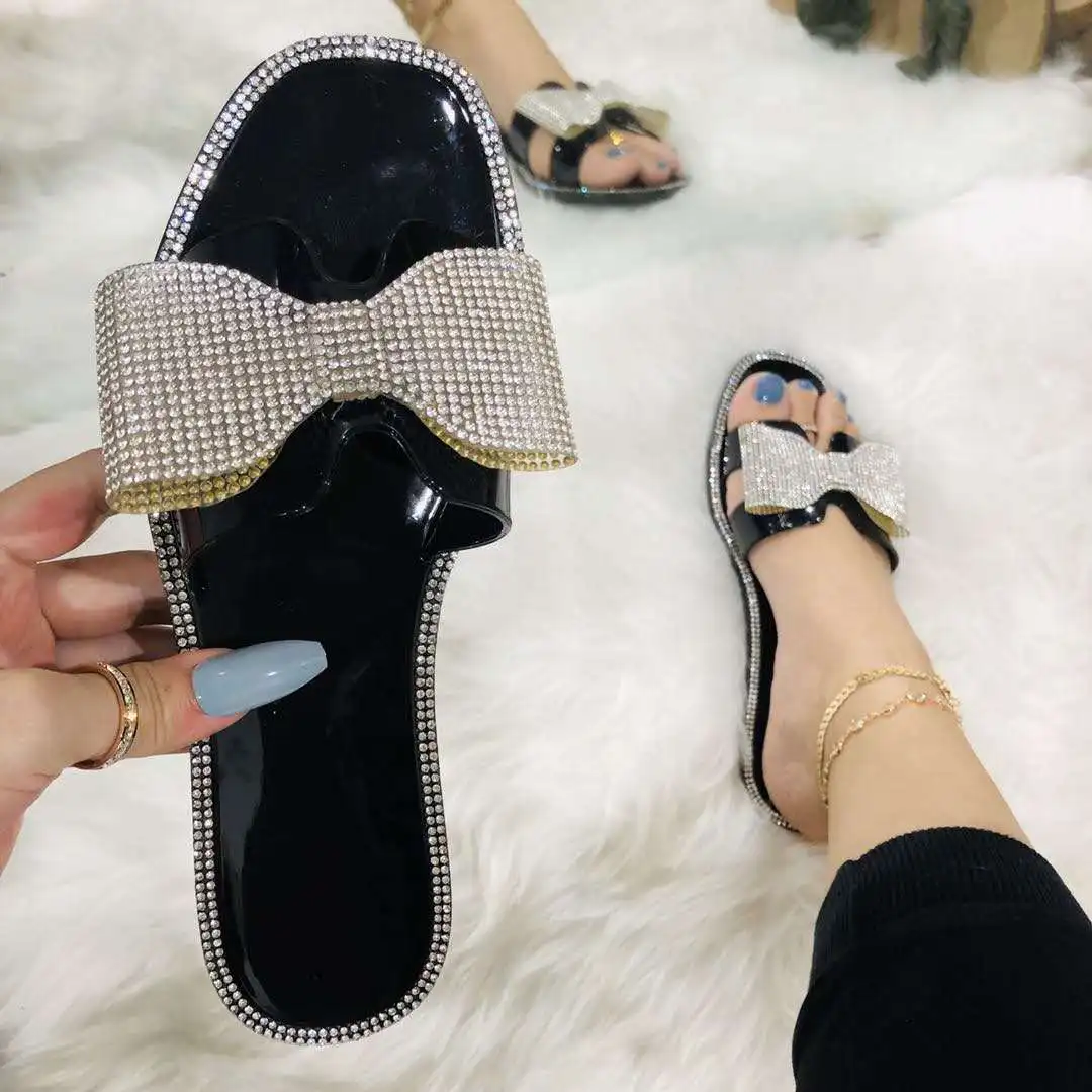 

Bling Bling Diamond Plastic New Fashion Comfortable Jelly Slides Sandals For Ladies Zapatillas de cristal mujer, Customized color