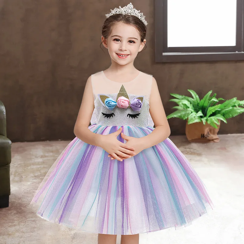 

Unicorn Dress for Girls Children Cartoon Vestidos Kids Tutu Dresses Toddlers Summer Sleeveless Princess Dresses