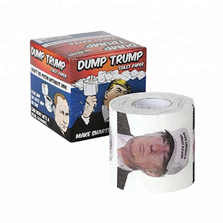 Donald trump toilet roll printed tissue papers roll for political gifts low minimum gift wash room tissue paper factory price