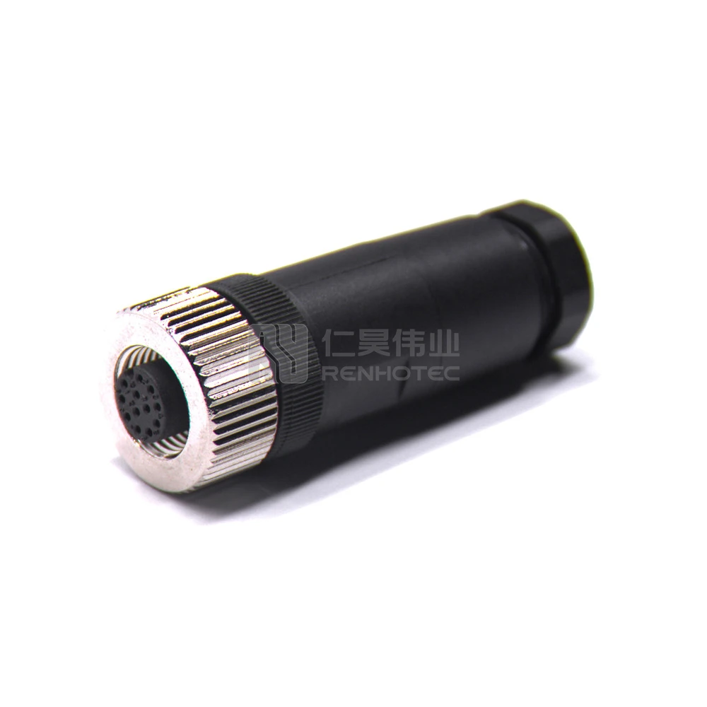 

PVC Plastic Connector 12 Pin M12 Field Wireable Connector Female Plug