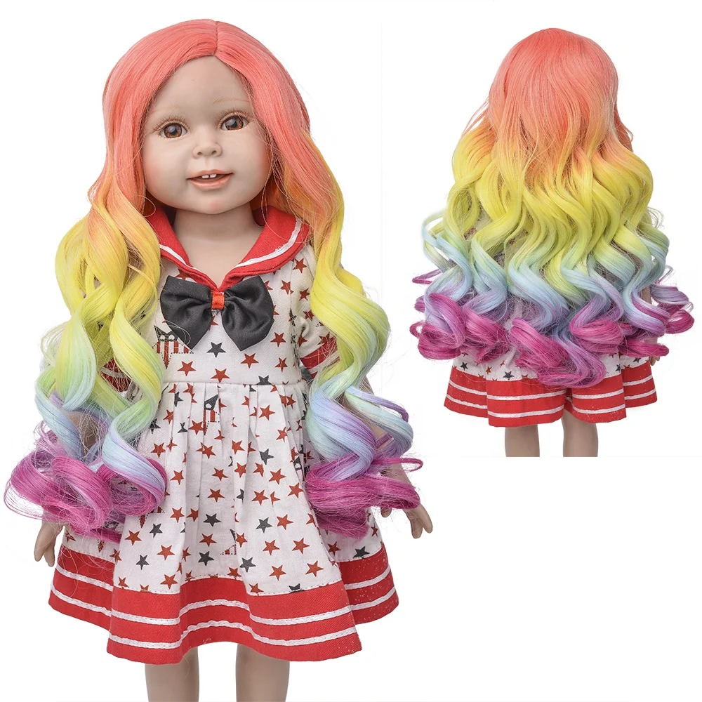 

American doll wig fashion rainbow color 18inch doll wigs