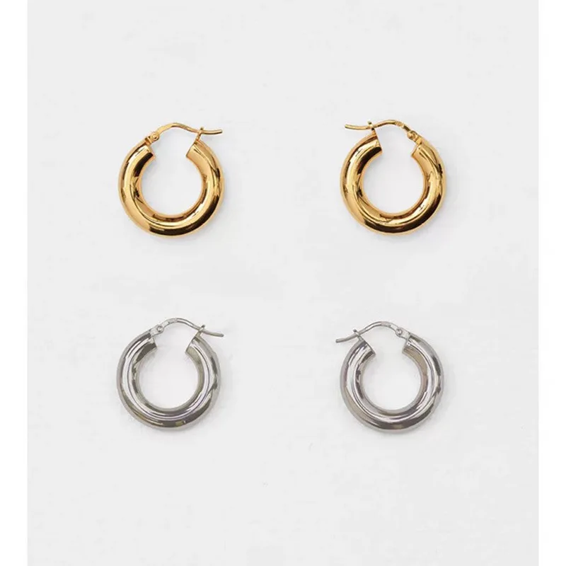 

18k Gold Plated Basic Hoop Earring Stainless Steel Earring Endless Chic Earring Wholesale