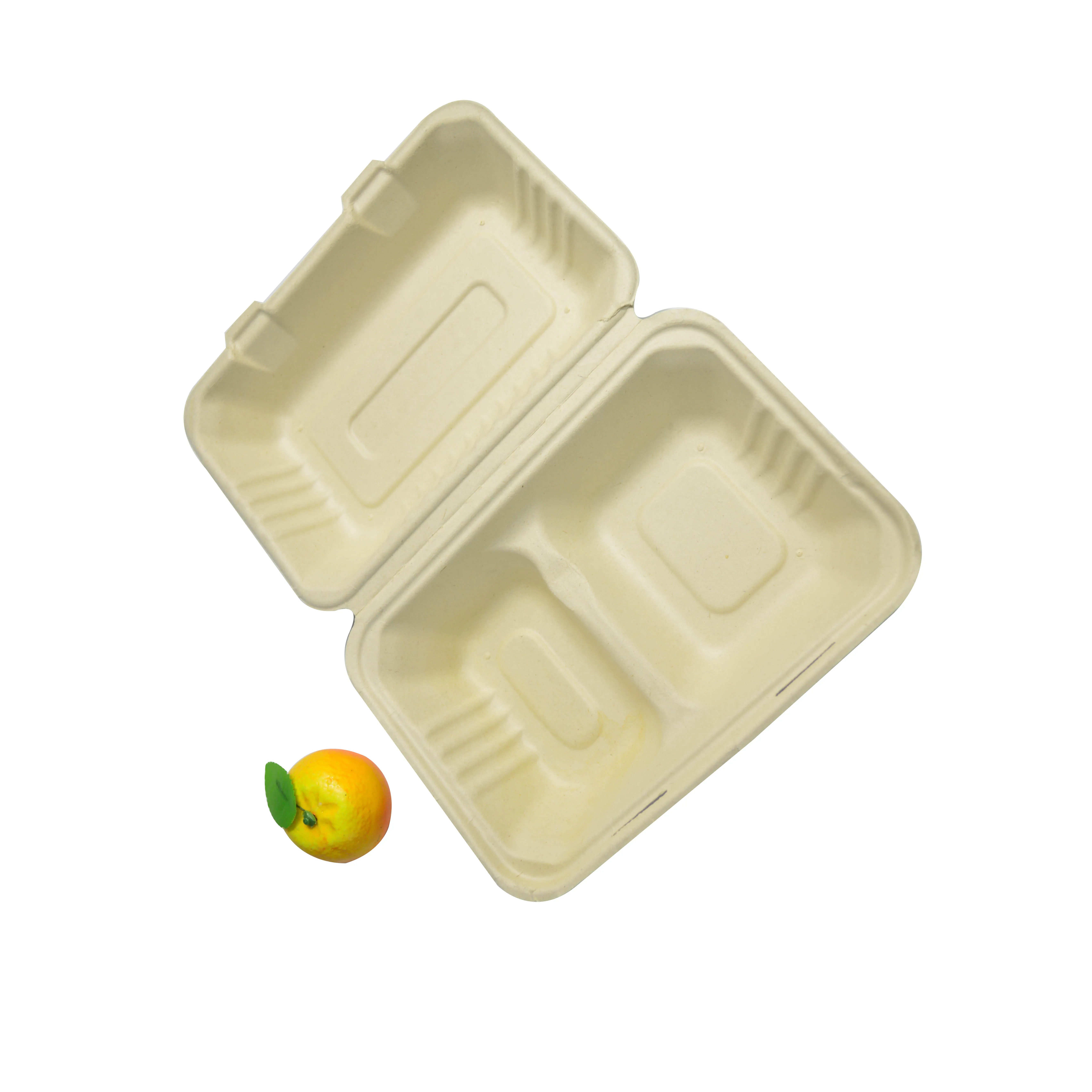 

Eco Compostable Clamshell Lunch Box One Use Disposable Biodegradable Tableware Sugarcane Bagasse Food Packing Box Biodegradable