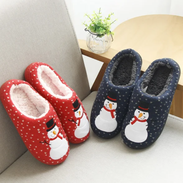 

Wholesale Christmas Slipper shoe Couples slippers Indoor Soft Snowman Cotton Home Xmas winter slippers for women products, Red, blue