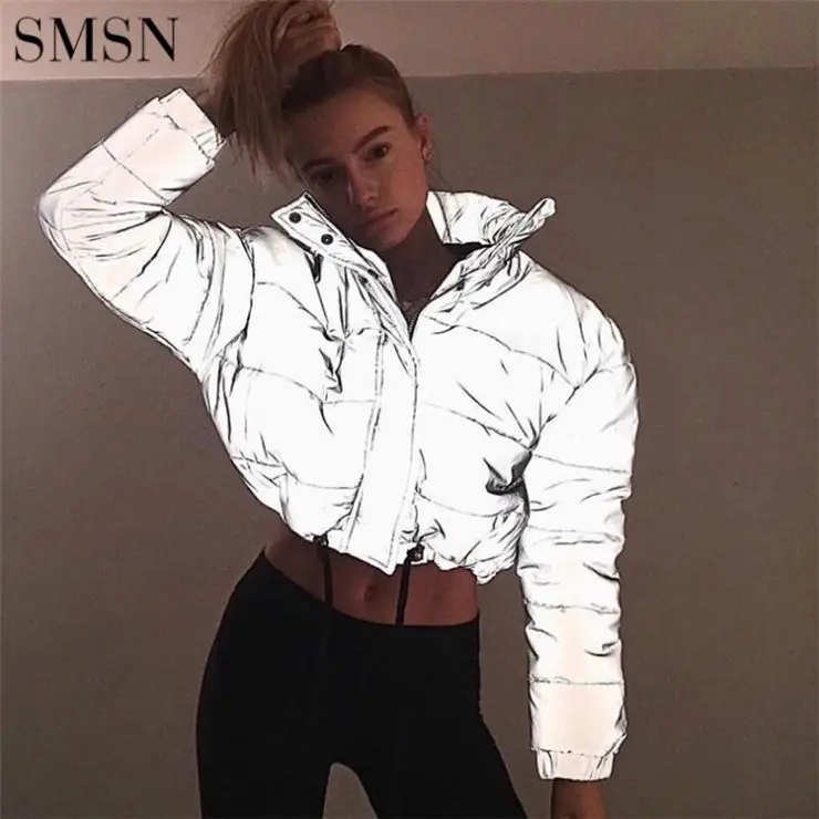 

Good Quality Thicken Cotton Casual Women Coats 2021 Bomber Jacket Womens Reflective Coat Fashion Warm Winter Coat