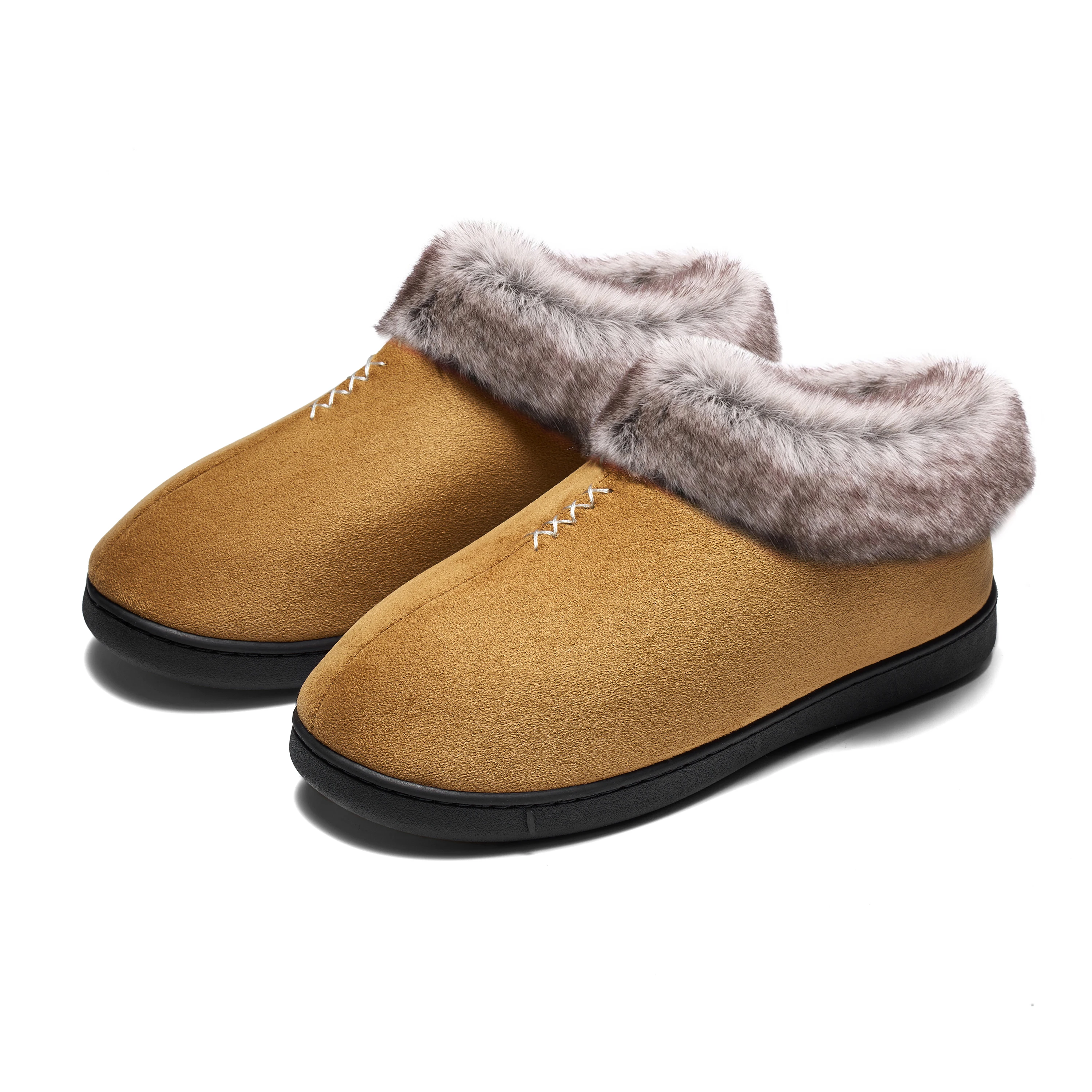 

2022 Comfortable Deer Fiber Velvet Warm Anti Slip Indoor Outdoor Cotton House Slippers for Women, 4 colors