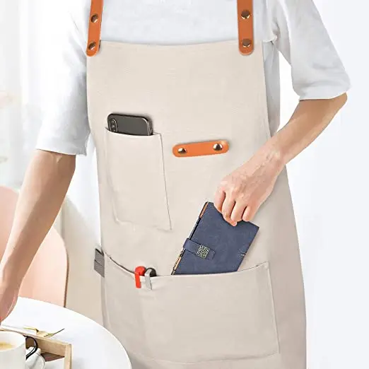 

Adjustable Neck Strap Waxed Canvas Waitress Bars Aprons Multi-Use Shop Apron Canvas tool aprons, Multi colors for choose