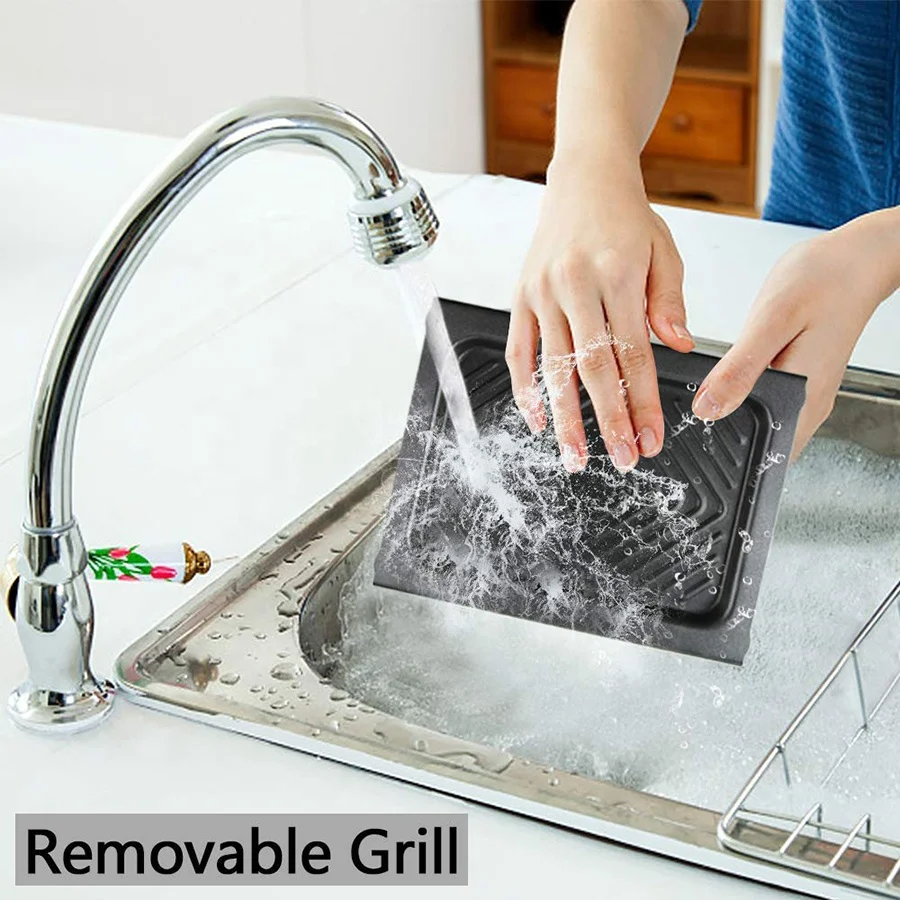 
2 Mini Pans 500W Mini Indoor with Non-Stick Coating Grill Plate Flat & Ridged Surfaces bbq Raclette Grill 