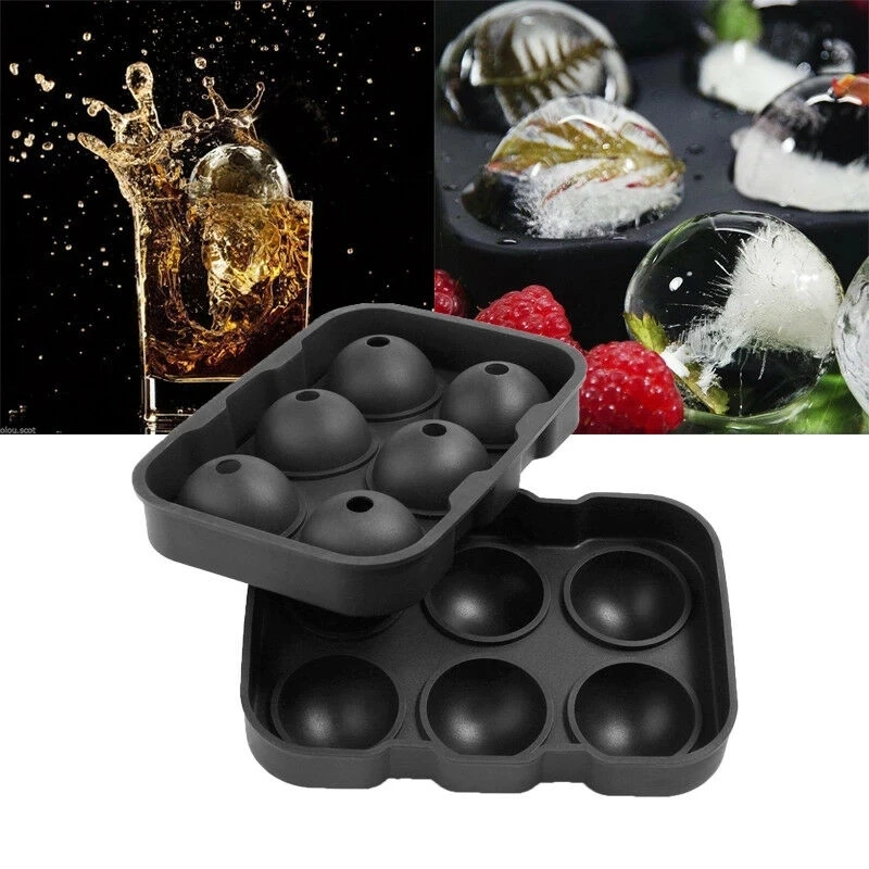 

Wholesale Custom Kitchen Black Spherical Silicone Crystal Transparent Reusable Balls 6 Round Ice Tray Maker Mold, Pink, green, blue