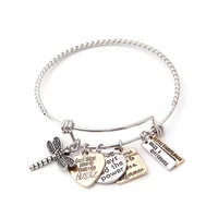 

V&R Alex bracelets and Ani Jewelry dragonfly heart round square Antique man rhodium adjustable silver bracelet