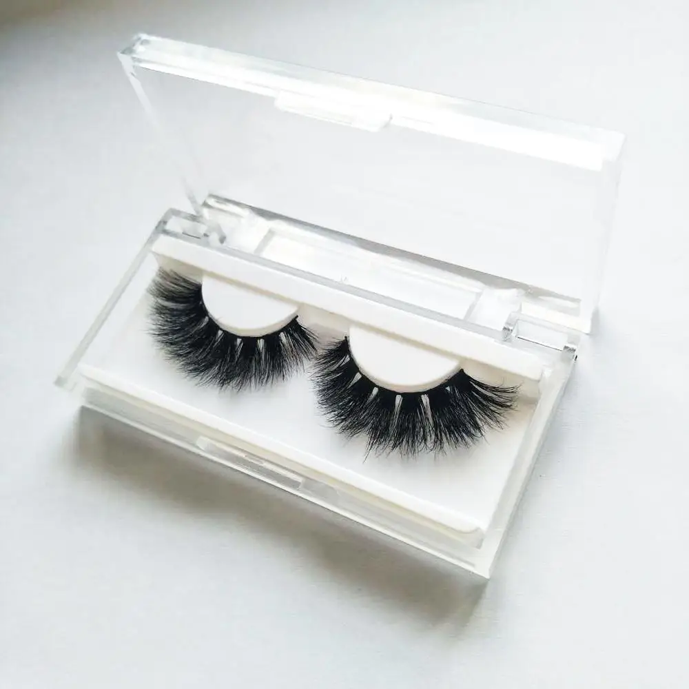 

China eyelashes vendor Custom Handmade 3D 5D 25mm mink eyelashes with acrylic boxes, Natural black