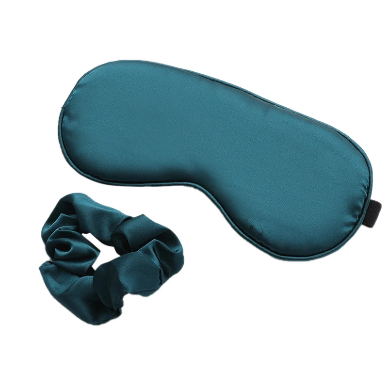 

Travel Nap Relax Solid Color Silk Satin Comfortable Sleeping Eye Patch And Hair Ring Two-pieces, Customized color