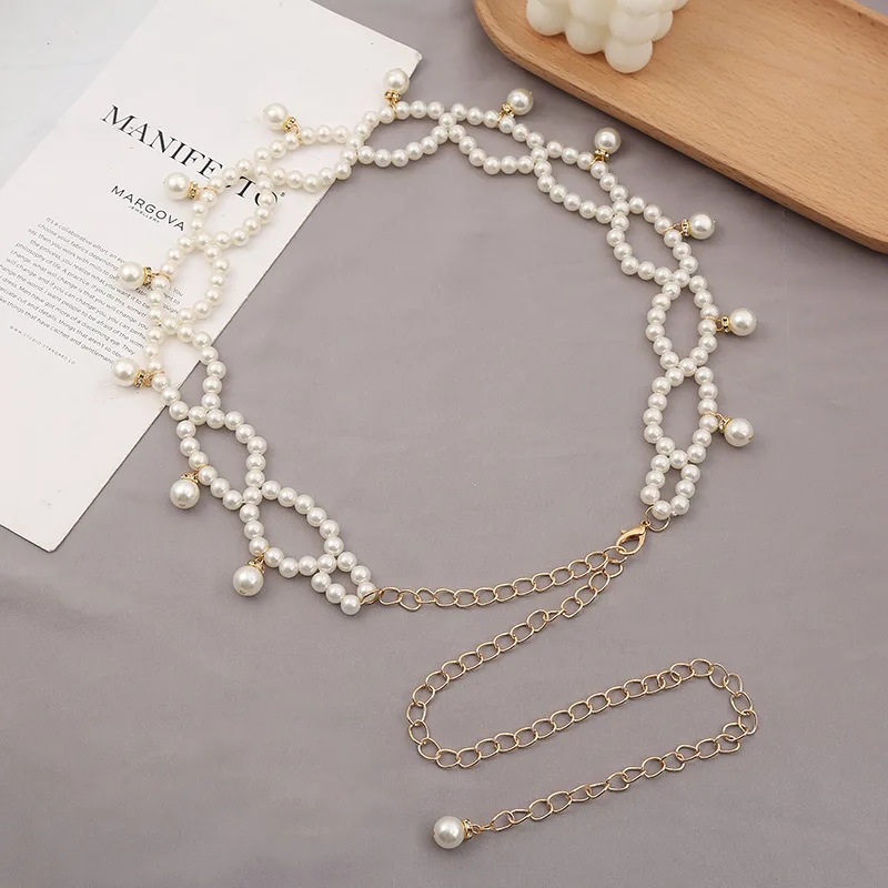 

pearl rhinestone luxury waist beads stones dancing girl dress decoration custom high end bead chain gift, Picture shows