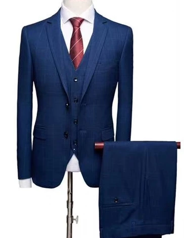 

BOYDEN CANDUN Blue Notch Lapel Groom Mens Slim-fit Wedding Suits Mens Tuxedo Suits