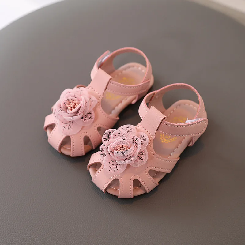 

Calicokiki 2022 summer new baby shoes baby shoes soft bottom toddler shoes girls flower princess sandals wholesale, Pink/ ivory