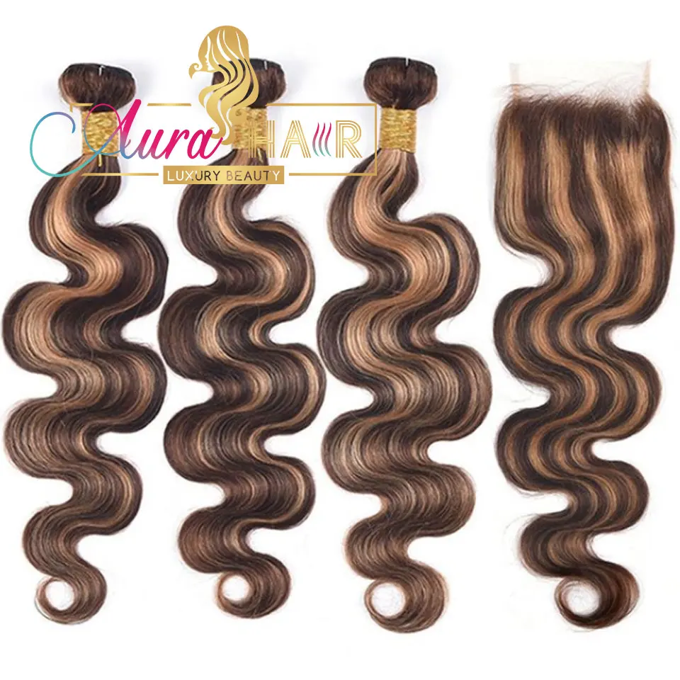 

human hair bundles with closure yexin body wave texture highlight color indian hair bundles from india vendor for women