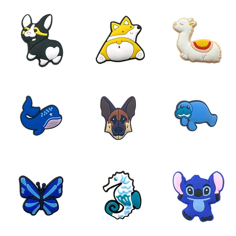 

cute animals Alpaca pvc rubber shoe lace charms for clog shoe decoration custom Corgi shoe charms for wholesale Via DHL/Fedex