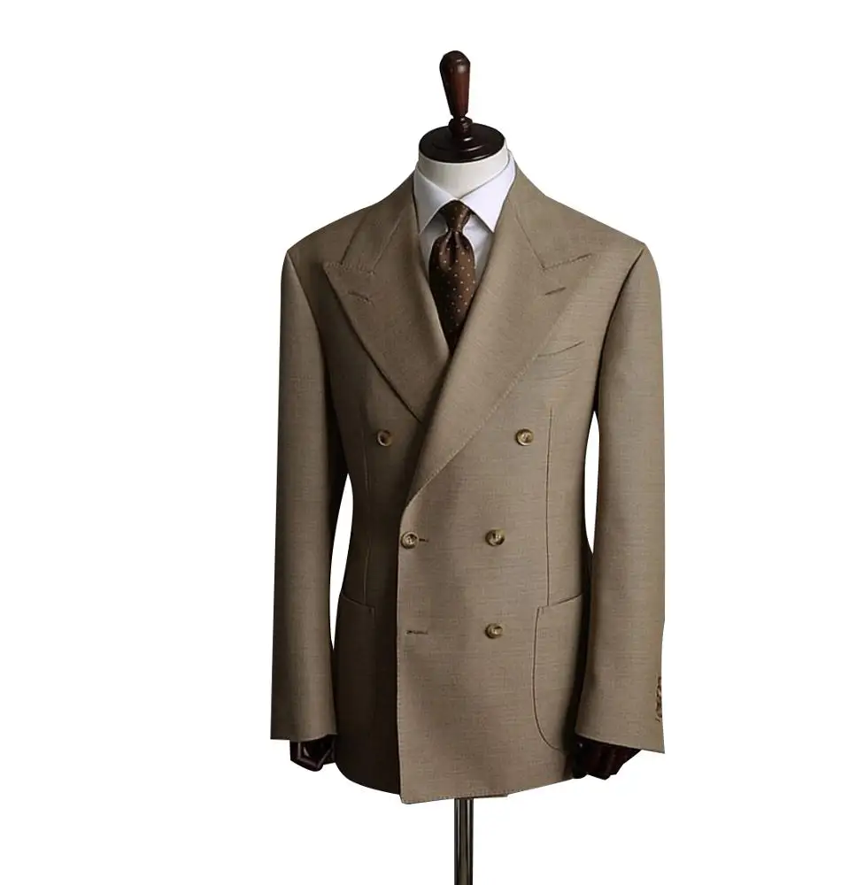 

khaki casual formal slim OEM MTM turkey linen casual notch single breasted patch pocket men suit