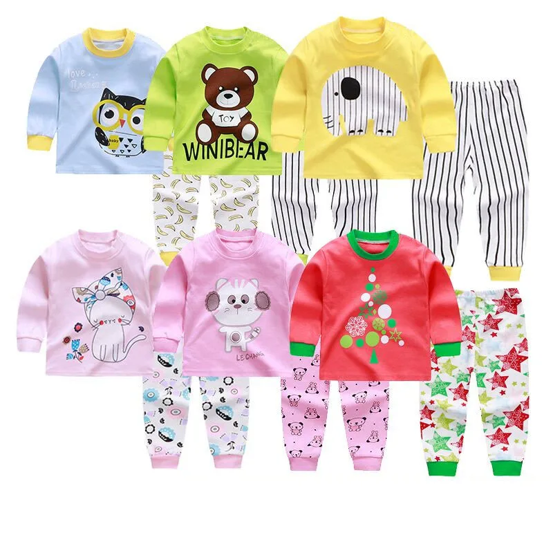 

Kids Tales spring children warm clothes Pajamas Sleepwear Set Long Sleeve Kids Clothing Sets Wholesale 100% cotton Kids Pajama