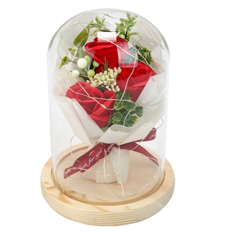 

Artificial Decorative Flowers Valentine's Day Gifts 24k Gold Foil Rose in Glass Dome Birthday Mother's Day Gift