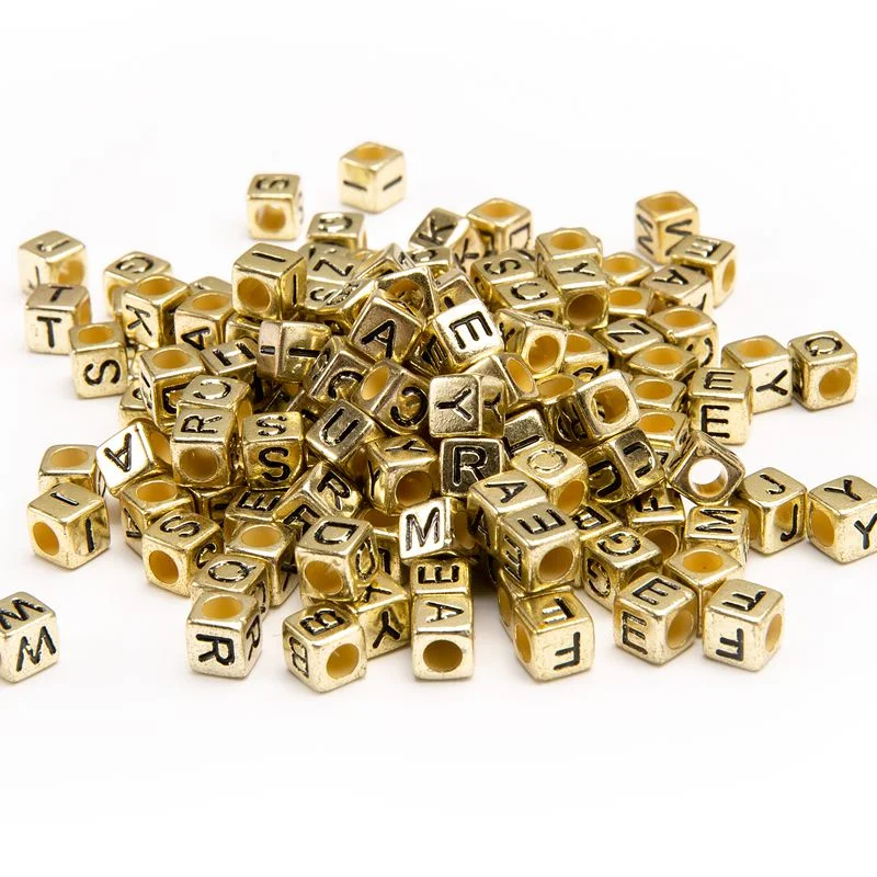 

Wholesale 6mm Vintage Golden Letter Beads Cube Alphabet Beads for Jewelry Making and Children's Educational Toys Metallic Silver, Gold and silver