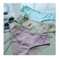 

newest design pure color wholesale cotton fabric panty underwear women sexy lace panties