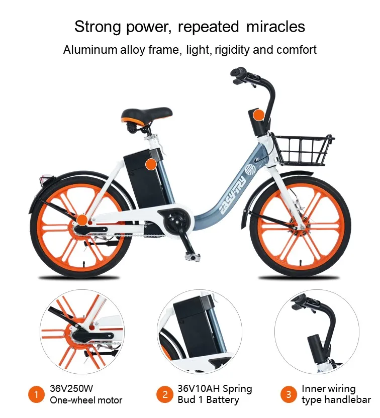 Popular 20 Inch Pedal Assist Magnesium Kit Electric Bike Battery Included Sharing Electric Bike