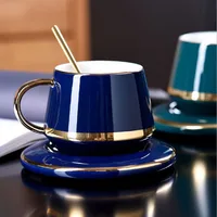 

Luxury european style ceramic Coffee cup and saucer set household couple cup Nordic afternoon tea set