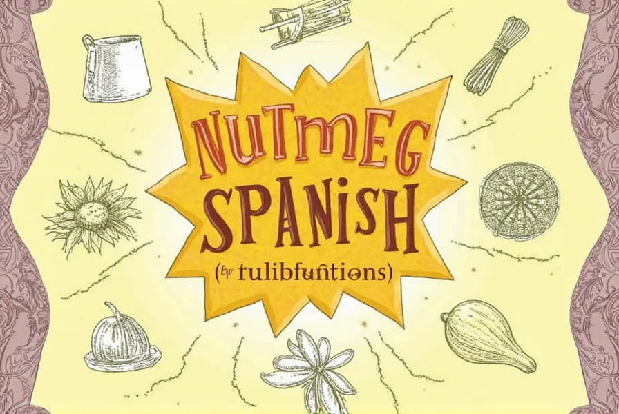 Spice shelves with Spanish labels including nuez moscada