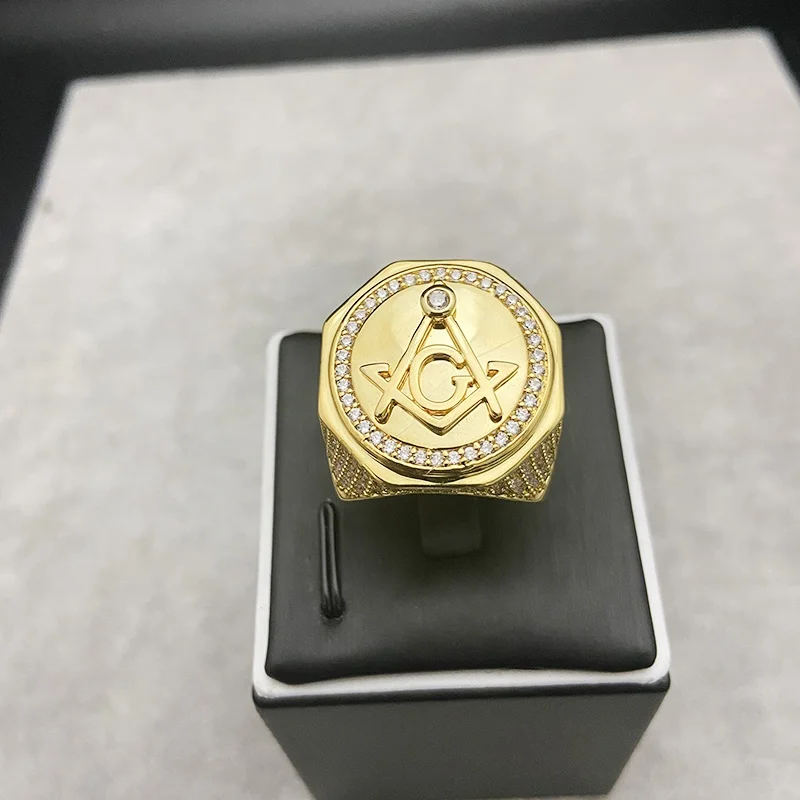 

Wholesale Luxury Urban Jewelry Masonic Men Diamond Ring