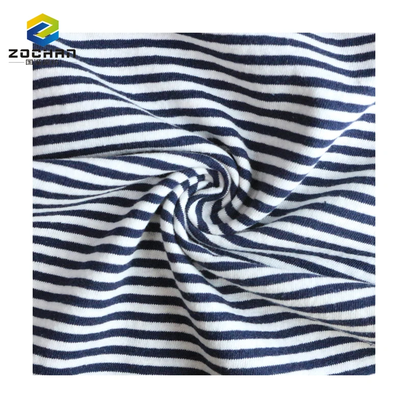 

free sample 55/45 organic linen organic cotton stripe jersey Abrasion-Resistant weft fabrics for Garment