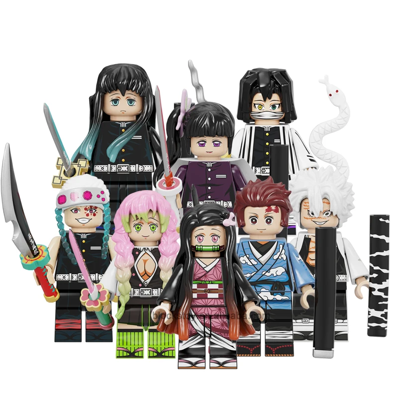 

New Anime Demon Slayer Column Tokitou Muichirou Kanroji Mitsuri Obanai Building Block Figure Kid Toys KF6146