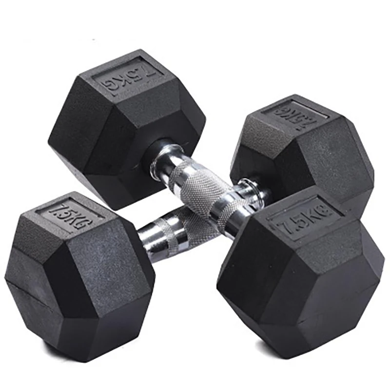 

Ready to Ship Gym Equipment Weight Lifting Rubber Coated Hex Dumbbell, Balck
