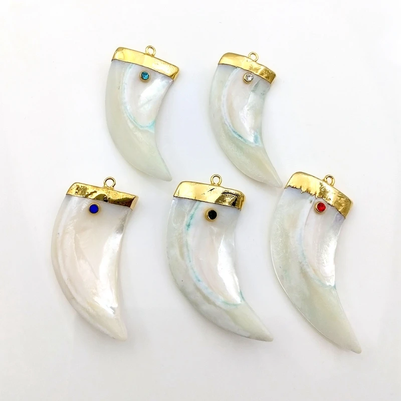

Wholesale Horn white Shell Pearl Pendant Natural Crescent Moon Seashell jewelry women Charms gift for necklace, Multi natural pendant