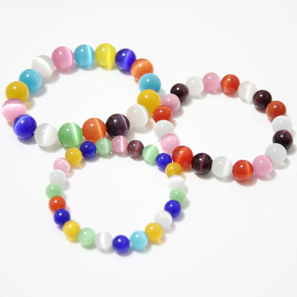 

Fashion Promotional Jewelry Colorful Healing Energy Yoga Stone Bracelet Rainbow Agate Beaded Bracelets For Women