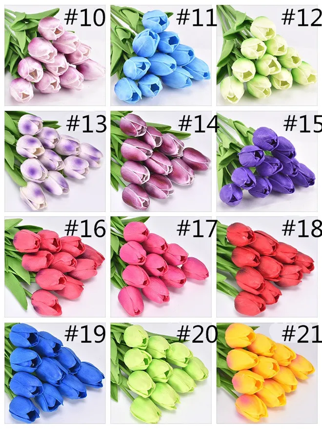 Colorful Wedding PU Tulip Artificial Flower