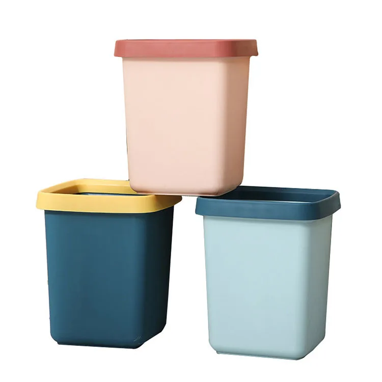 

New Design Pressure Ring Waste Bin Plastic 13L Recycling Kitchen Cabinet Trash Can With Garbage Bag Storage Box, Pink/green/blue