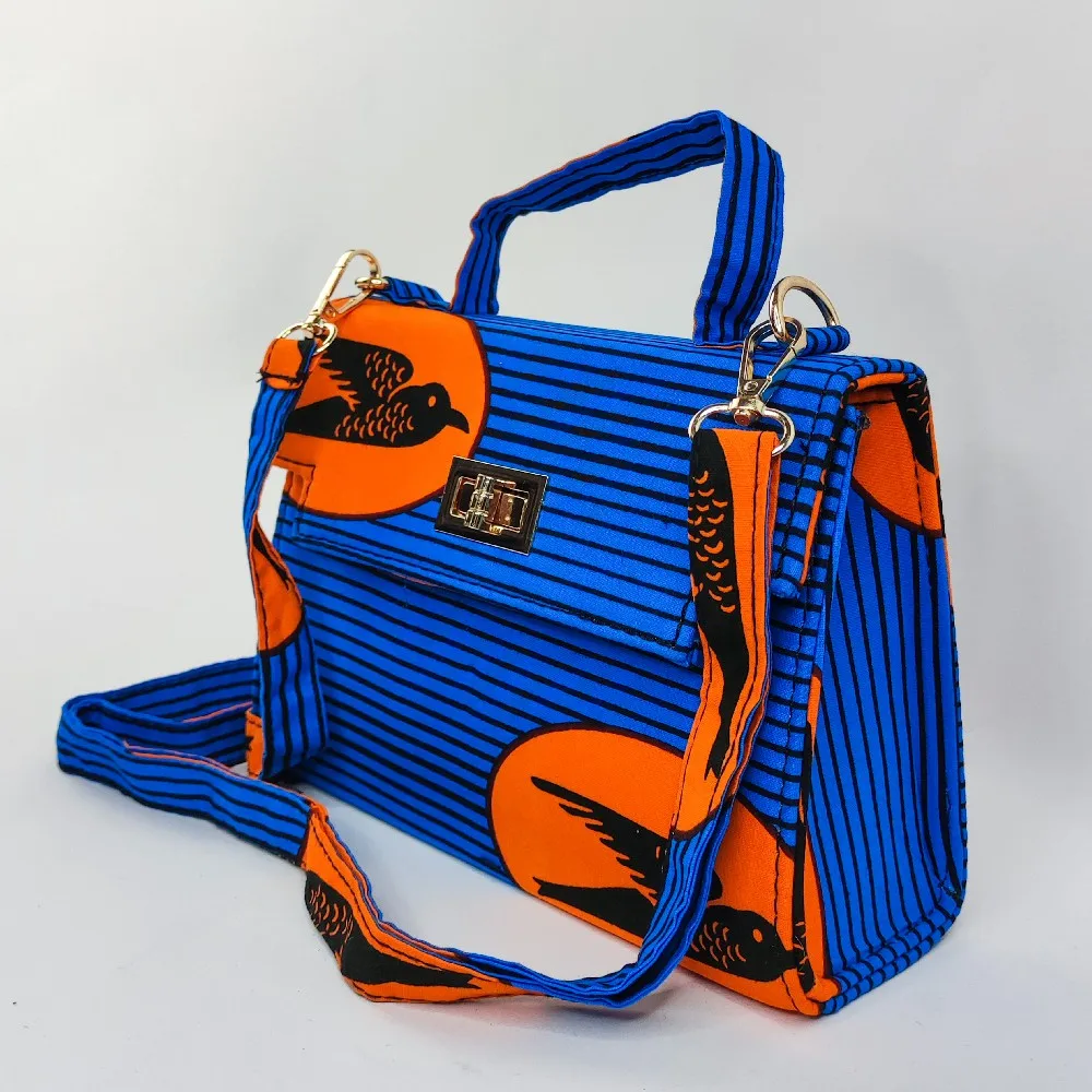 

2021 Summer Daily Handbag African Fabric Hot Selling Handbag For Girl, Blue