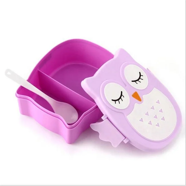 

MZL Cute 2 Layer Cartoon Owl Lunchbox Bento Lunch Box Food Fruit Storage Container Plastic