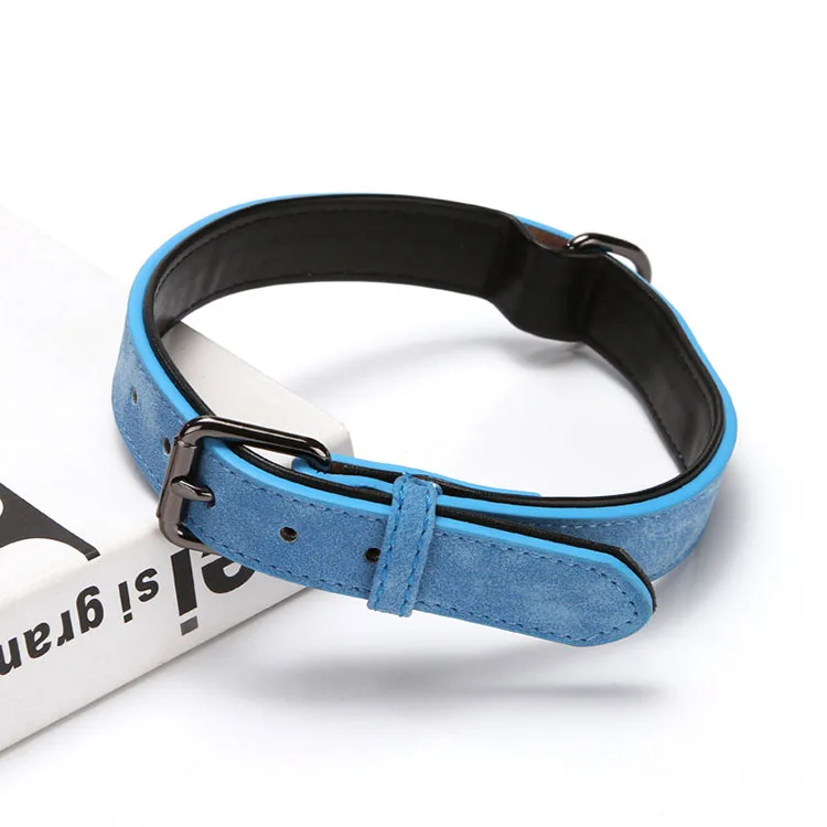 

2020 Factory Fashion Adjustable Comfort Pet Dog Collar Private Durable PU Leather Dog Collars, Brown, khaki, green, red, blue, orange