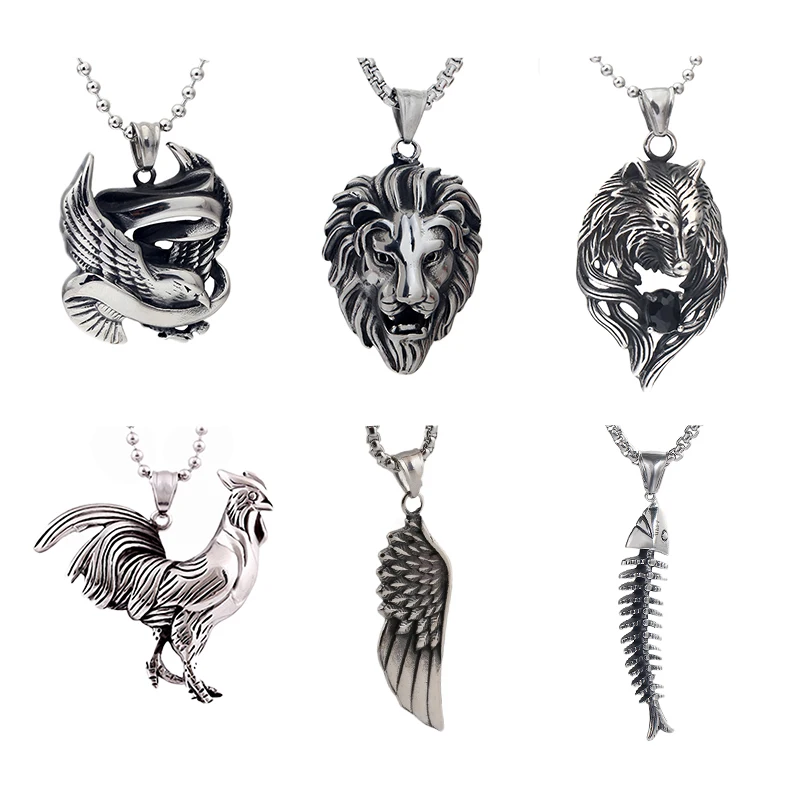

New Design Designer Charm Animal Pendant Fashion Jewelry Punk Necklaces Silver For Men Custom