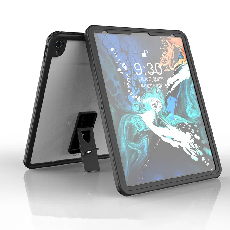 

Transparent tpu pc waterproof shockproof anti fall stand tablet case cover for iPad 12.9