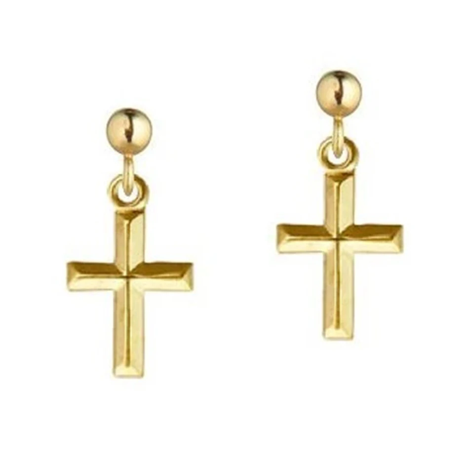 

925 sterling silver high polish jewelry classic earrings 18k gold plated chic cross dangle stud earrings