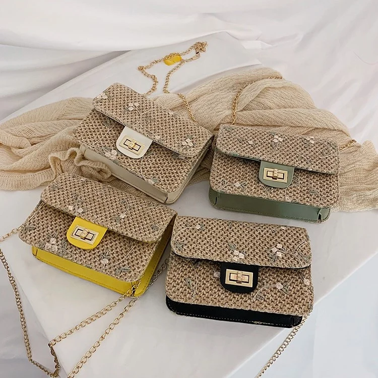 

Summer Fashion Straw Printed Ladies Shoulder Bag Lace Messenger Bag, White,yellow,green,black