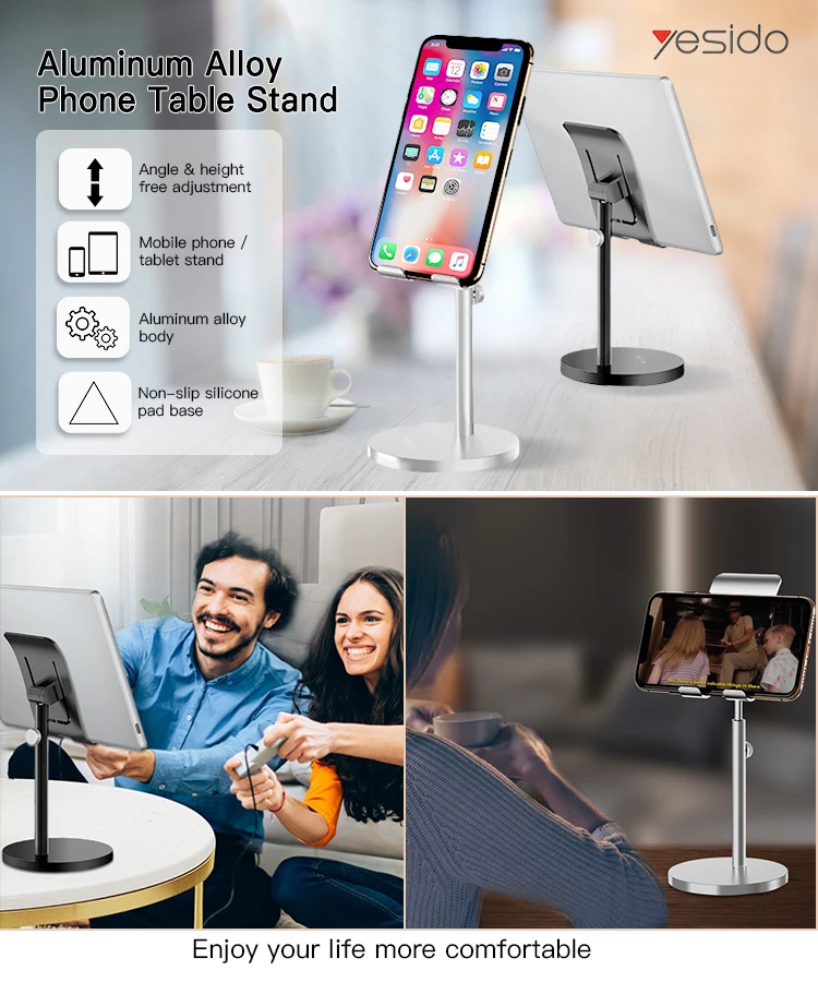 
Universal Angle Adjustable Telescopic Mobile Phone Desktop Stand Aluminum Alloy Tablet Cell Phone Stand Holder 
