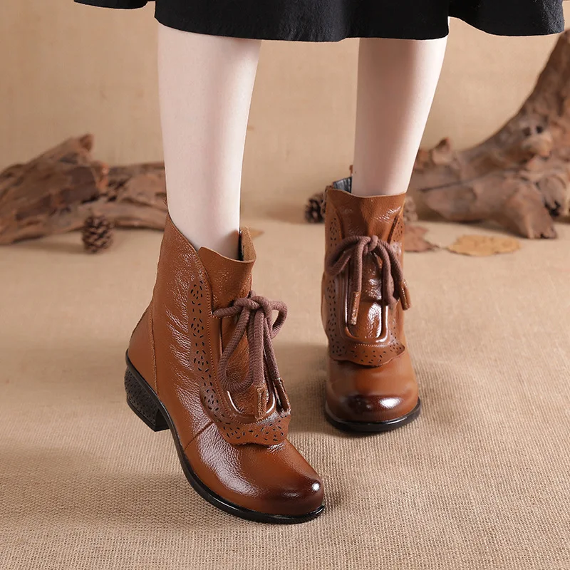 

Women Boots Leather Waterproof Bow-knot Short Plush Ankle Boots Wedges Zip Winter Shoes 2019 Classic