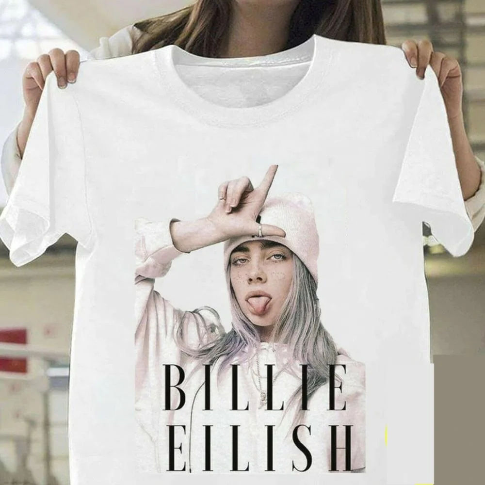 

Wholesale Billie Eilish T Shirt Harajuku Fans White Cotton Men Camiseta Mujer Hot Selling Man Aesthetic Top Tee Streetwear Cool, Picture