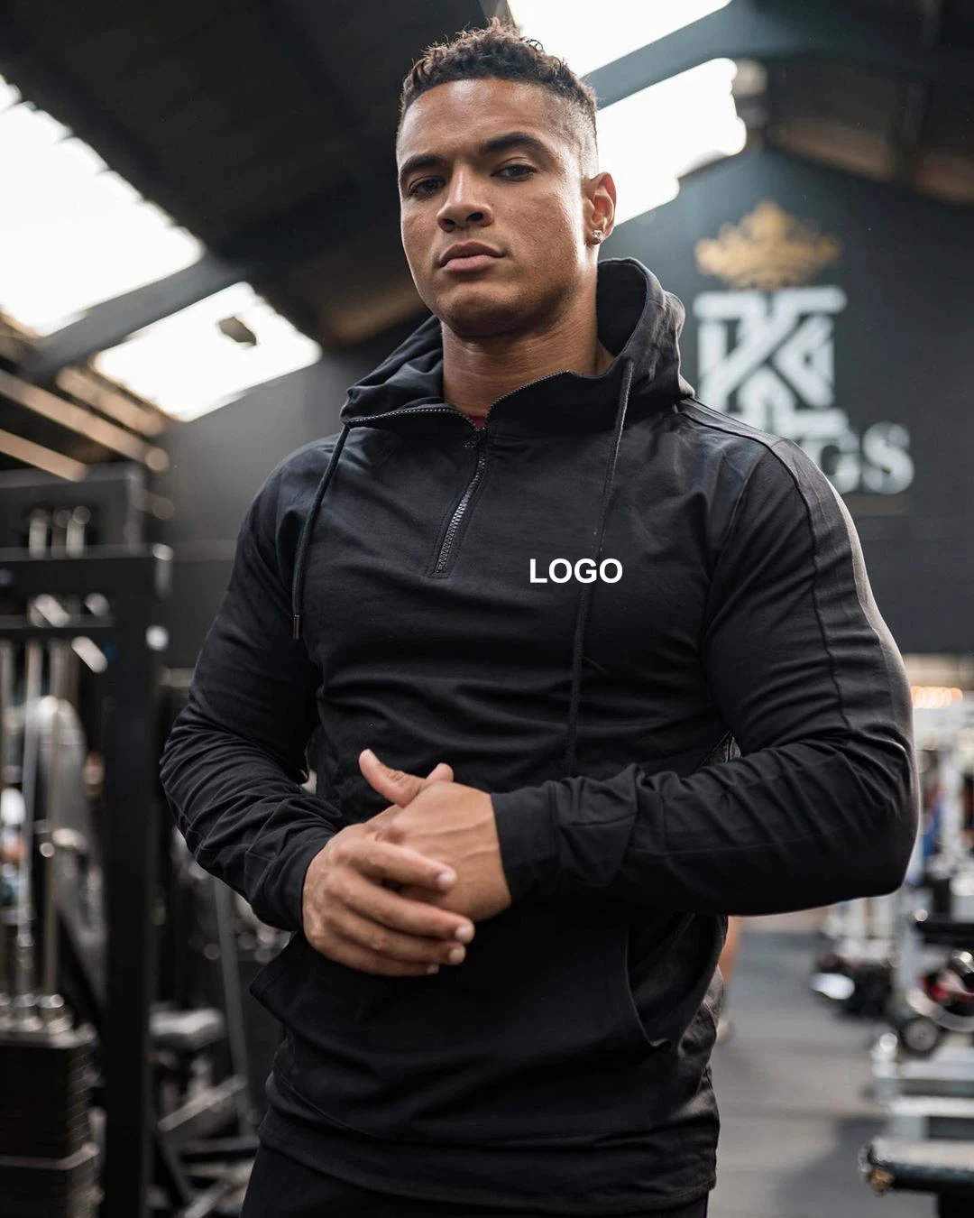 

1/4 Zipper Hoodies Tracksuit Men'S Sportswear Set Ensemble Survetement Homme Joggers Training Wear, Black, khaki, grey, navy