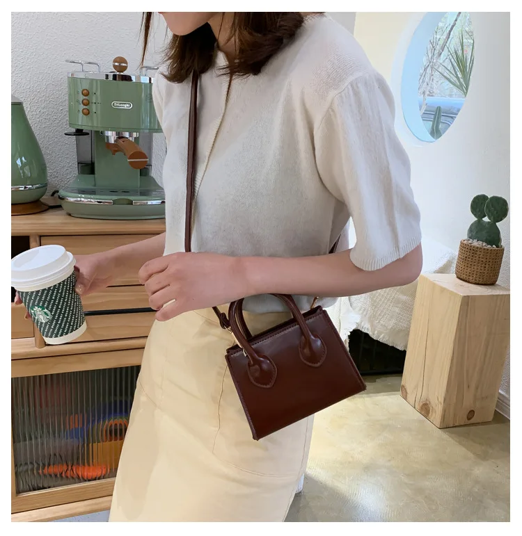 

Vintage Simple New Arrival Solid Mini Crossbody Shoulder Hand Bag For Women High Quality Spring 2021 Bags Handbag Luxury -YS, White,khaki,black,deep brown,light brown